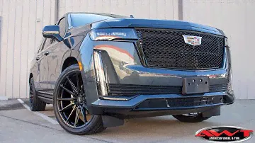AWTHTX - 2021 Cadillac Escalade Rolling On Satin Black 24" Vossen Hybrid Forged HF6-1 wheels